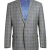 100% Wool Regular Fit 2 Piece Windowpane Dress Suit In Gray