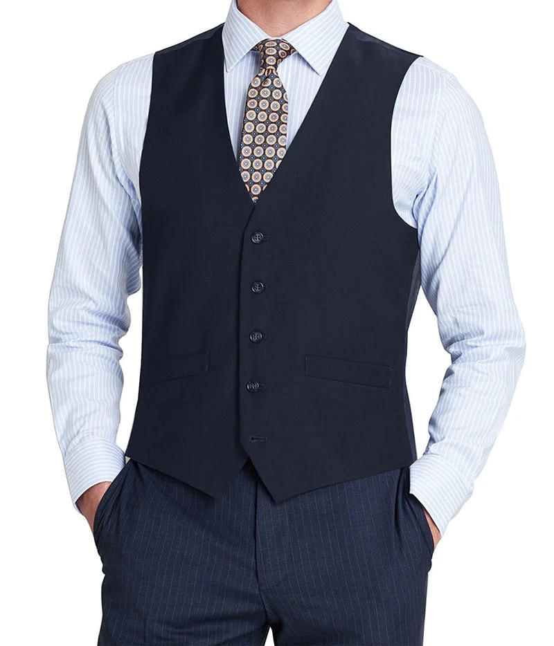 Bevagna Collection - Wool Suit Dress Vest 5 Buttons Regular Fit In Navy 3 Bevagna Collection - Wool Suit Dress Vest 5 Buttons Regular Fit In Navy