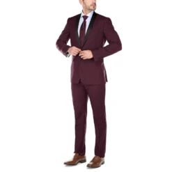 Burgundy 2 Piece Tuxedo Shawl Lapel Slim Fit -Sapphire Dress Shop 2 2