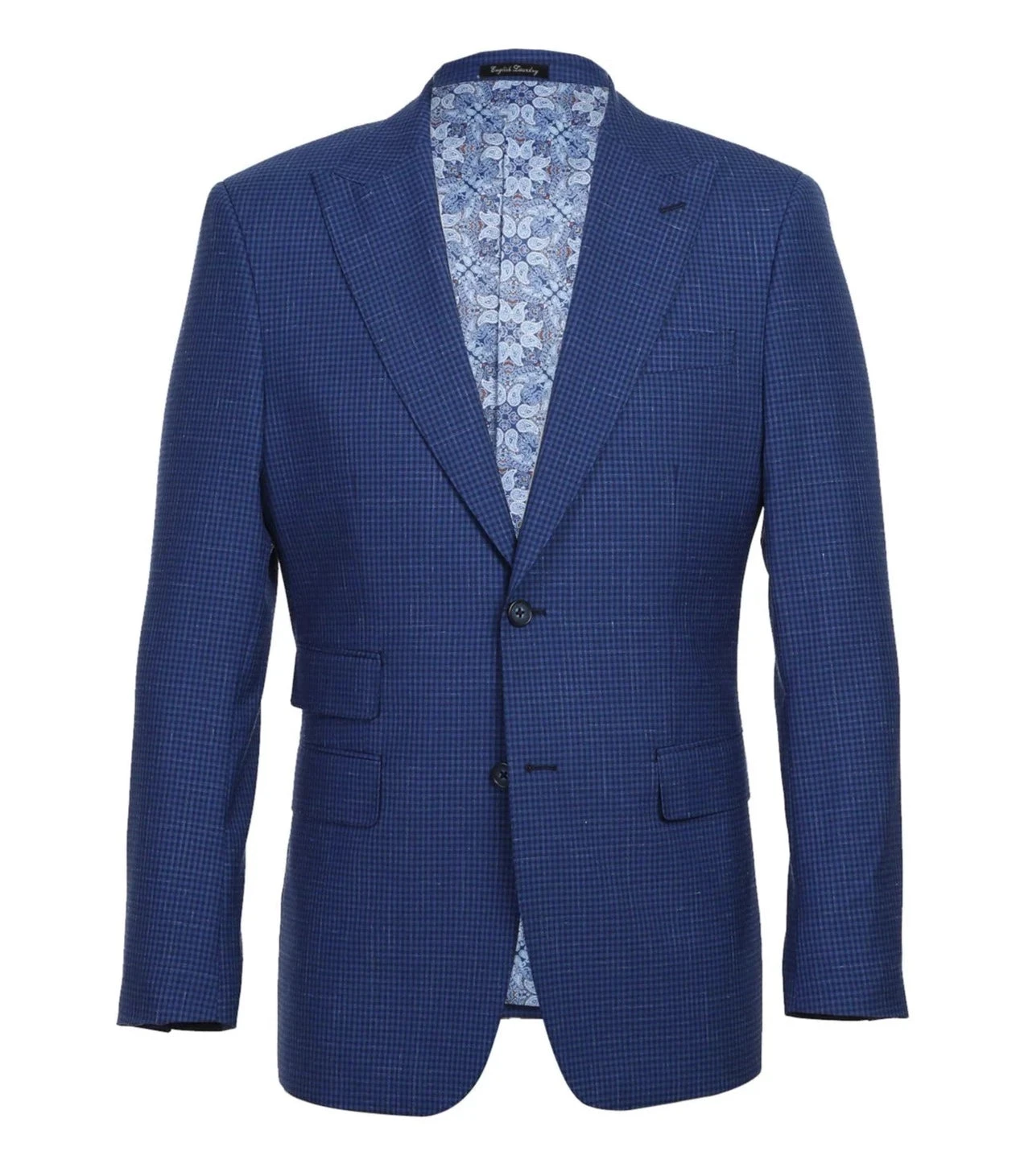 English Laundry 2-Piece Blue Mini-Check Wool Blend Slim Fit Dress Suit 3 English Laundry 2-Piece Blue Mini-Check Wool Blend Slim Fit Dress Suit