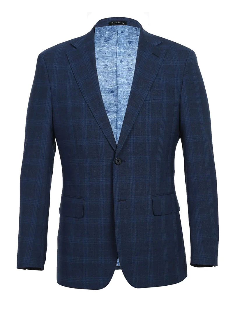 English Laundry 2-Piece Blue Plaid Wool Blend Slim Fit Dress Suit 3 English Laundry 2-Piece Blue Plaid Wool Blend Slim Fit Dress Suit
