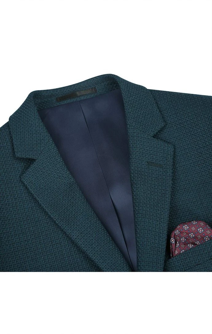 Men's Slim Fit Blazer Wool Blend Sports Jacket In Emerald Green 4 Men's Slim Fit Blazer Wool Blend Sports Jacket In Emerald Green - Image 2