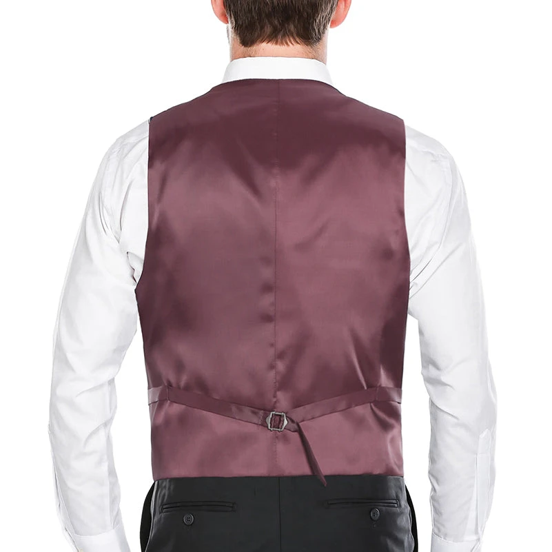 Vanderbilt Collection - Classic Dress Vest 5 Buttons Regular Fit In Burgundy 4 Vanderbilt Collection - Classic Dress Vest 5 Buttons Regular Fit In Burgundy - Image 2