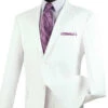 (36S) Regular Fit Suit 2 Button 2 Piece In White 2 (36S) Regular Fit Suit 2 Button 2 Piece In White -Sapphire Dress Shop 2tr white