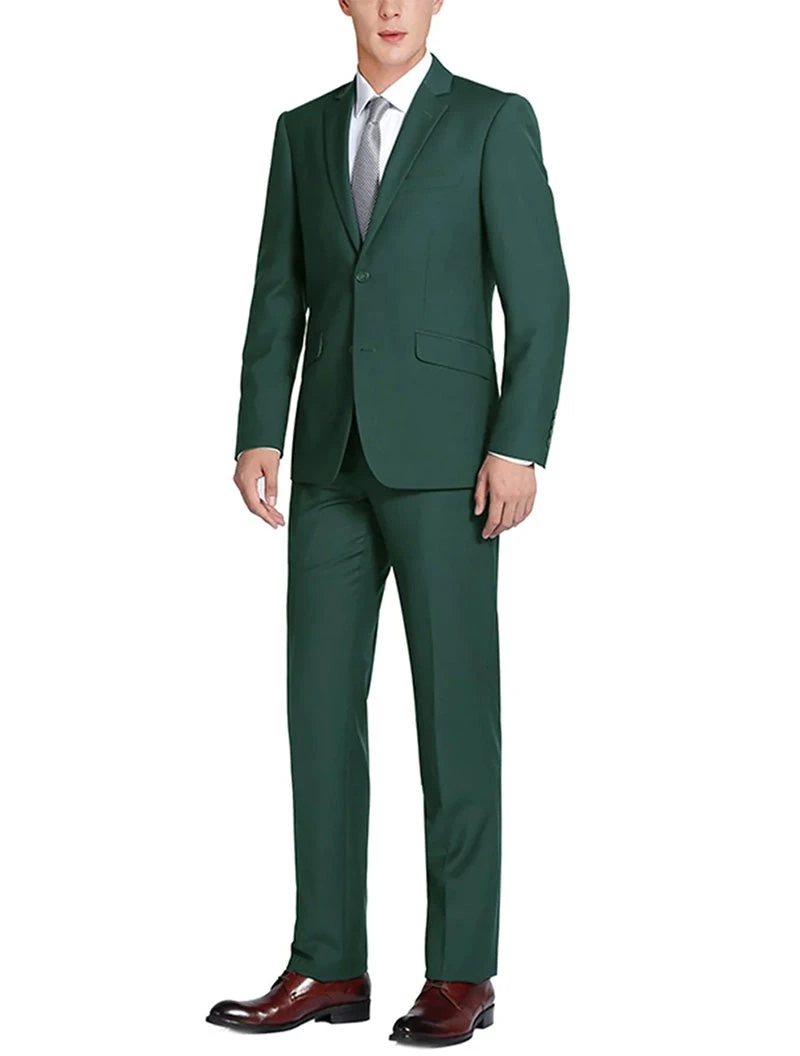 Vanderbilt Collection- Classic 2 Piece Suit 2 Buttons Regular Fit In Green 3 Vanderbilt Collection- Classic 2 Piece Suit 2 Buttons Regular Fit In Green