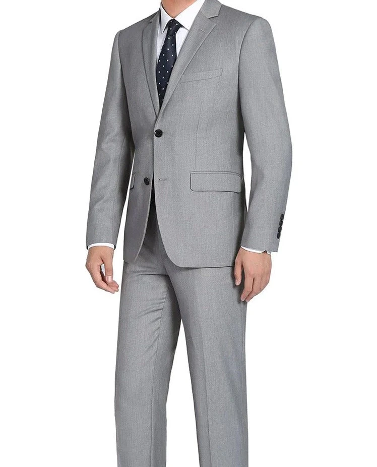 Bevagna Collection - Light Gray 100% Virgin Wool Regular Fit Pick Stitched 2 Piece Suit 3 Bevagna Collection - Light Gray 100% Virgin Wool Regular Fit Pick Stitched 2 Piece Suit
