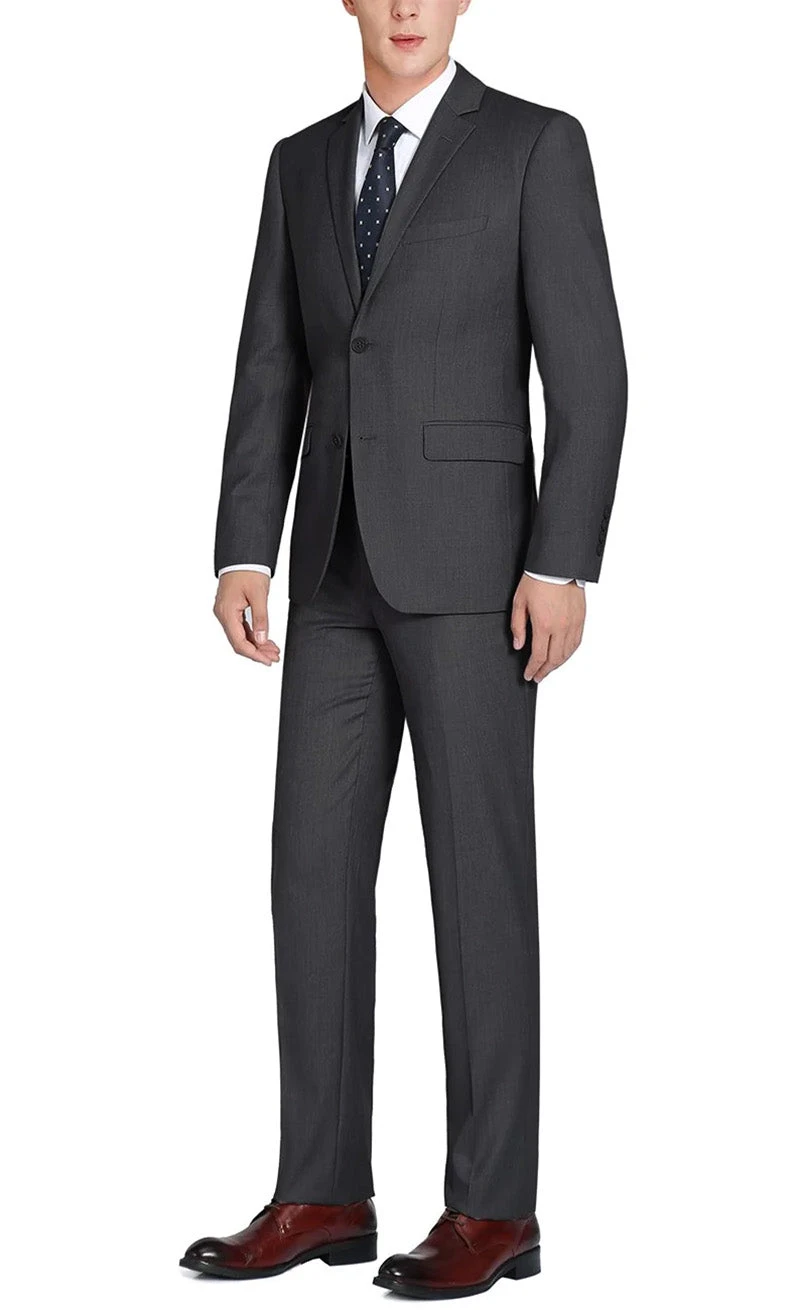 Vanderbilt Collection- Classic 2 Piece Suit 2 Buttons Regular Fit In Charcoal Gray 3 Vanderbilt Collection- Classic 2 Piece Suit 2 Buttons Regular Fit In Charcoal Gray