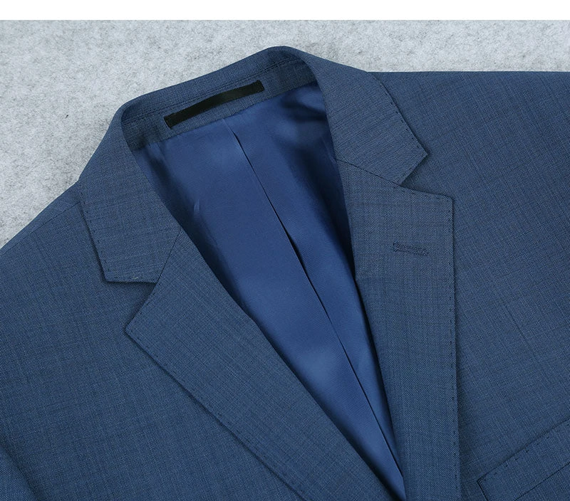 (36R, 38R) Wool Single Breasted Dress Suit Slim Fit 2 Piece 2 Button In Blue 5 (36R, 38R) Wool Single Breasted Dress Suit Slim Fit 2 Piece 2 Button In Blue - Image 3