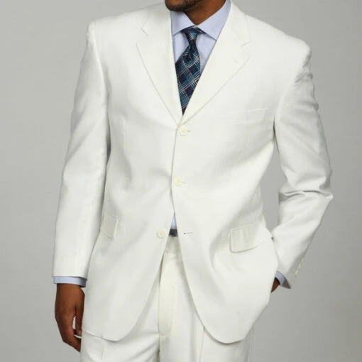 Mont Blanc Collection - Regular Fit Suit 3 Button 2 Piece In White -Sapphire Dress Shop 3pp white
