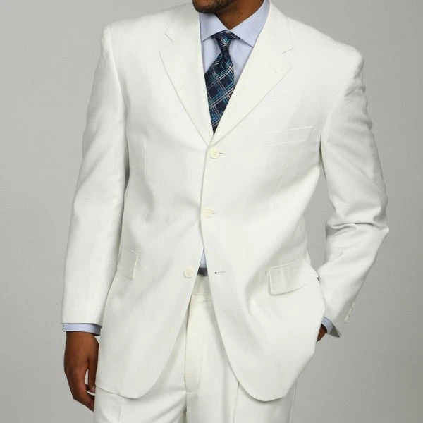Mont Blanc Collection - Regular Fit Suit 3 Button 2 Piece In White 3 Mont Blanc Collection - Regular Fit Suit 3 Button 2 Piece In White