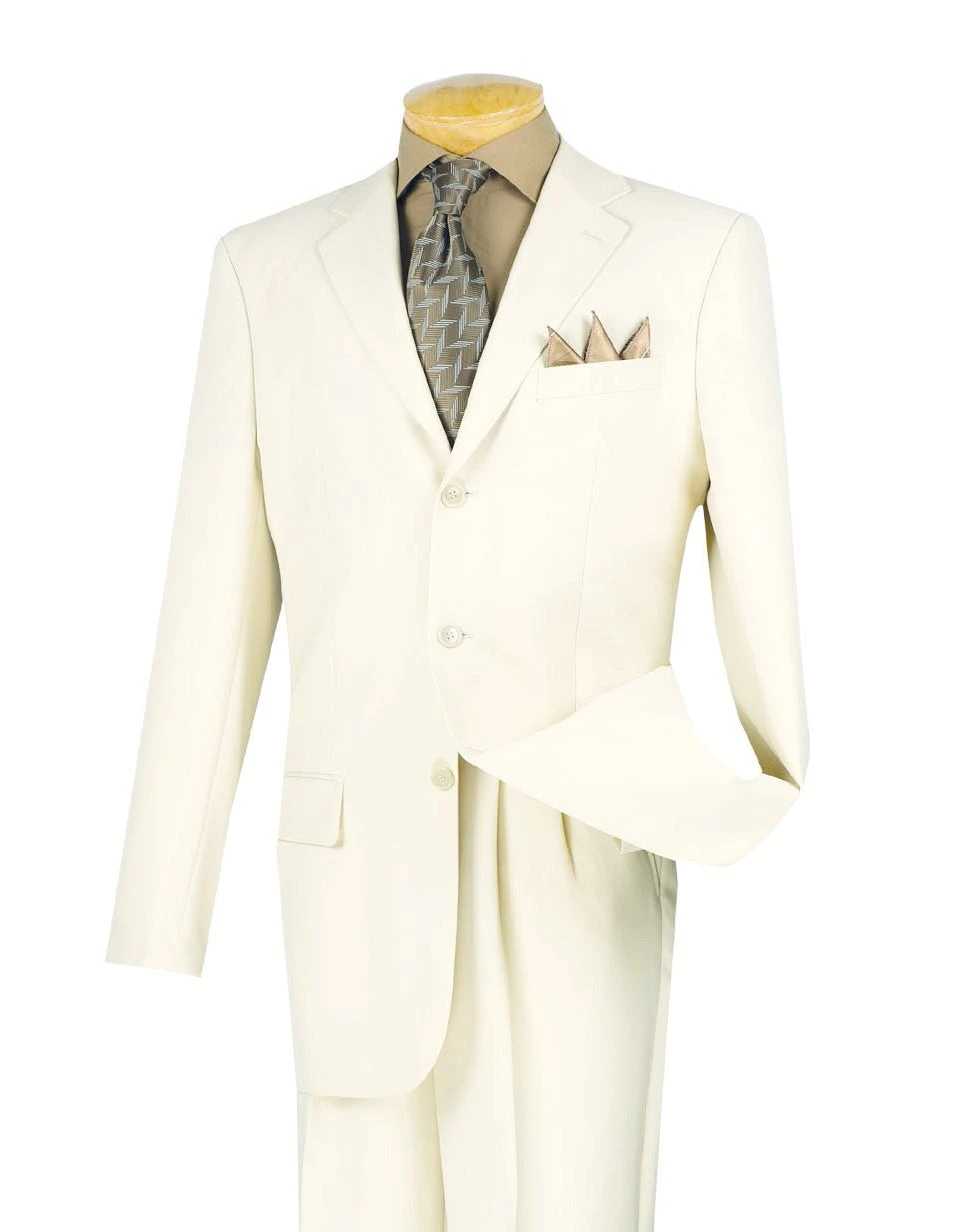 Mont Blanc Collection - Regular Fit Suit 3 Button 2 Piece In Ivory 3 Mont Blanc Collection - Regular Fit Suit 3 Button 2 Piece In Ivory