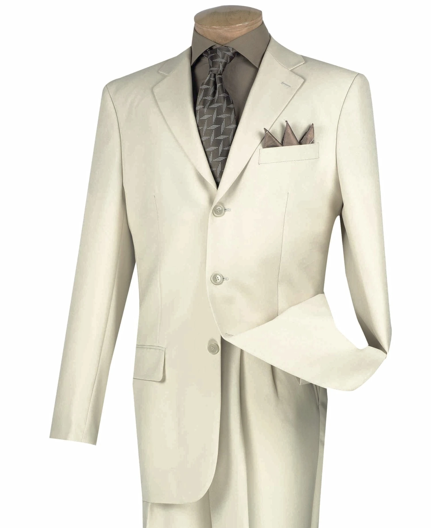 Mont Blanc Collection - Regular Fit Suit 3 Button 2 Piece In Stone 3 Mont Blanc Collection - Regular Fit Suit 3 Button 2 Piece In Stone
