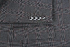 Trevi Collection - 2 Piece Suit 2 Buttons Glen Plaid Regular Fit In Gray -Sapphire Dress Shop 4Z8A1037s