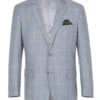 100% Wool Windowpane Pattern Regular Fit 2 Button Blazer In Stone Blue 2 100% Wool Windowpane Pattern Regular Fit 2 Button Blazer In Stone Blue -Sapphire Dress Shop 4Z8A5283