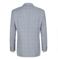 100% Wool Windowpane Pattern Regular Fit 2 Button Blazer In Stone Blue 11 100% Wool Windowpane Pattern Regular Fit 2 Button Blazer In Stone Blue -Sapphire Dress Shop 4Z8A5289