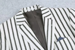 Black Striped Linen Blend Slim Fit 2 Button Blazer -Sapphire Dress Shop 4Z8A6883 S