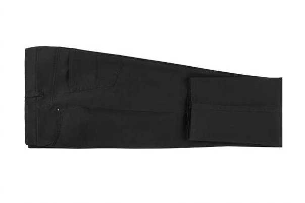 Stretch Cotton Flat Front Pants Straight Legs In Black 5 Stretch Cotton Flat Front Pants Straight Legs In Black - Image 3