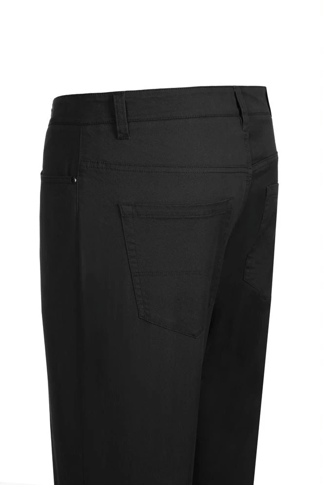 Stretch Cotton Flat Front Pants Straight Legs In Black 4 Stretch Cotton Flat Front Pants Straight Legs In Black - Image 2