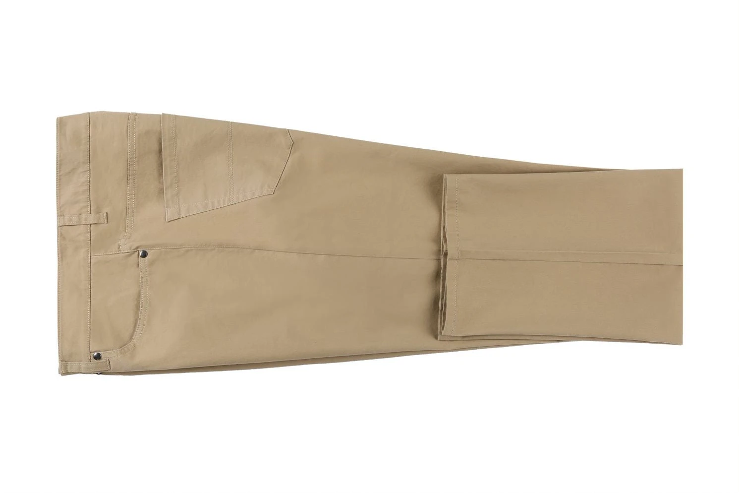 Stretch Cotton Flat Front Pants Straight Legs In Khaki 4 Stretch Cotton Flat Front Pants Straight Legs In Khaki - Image 3