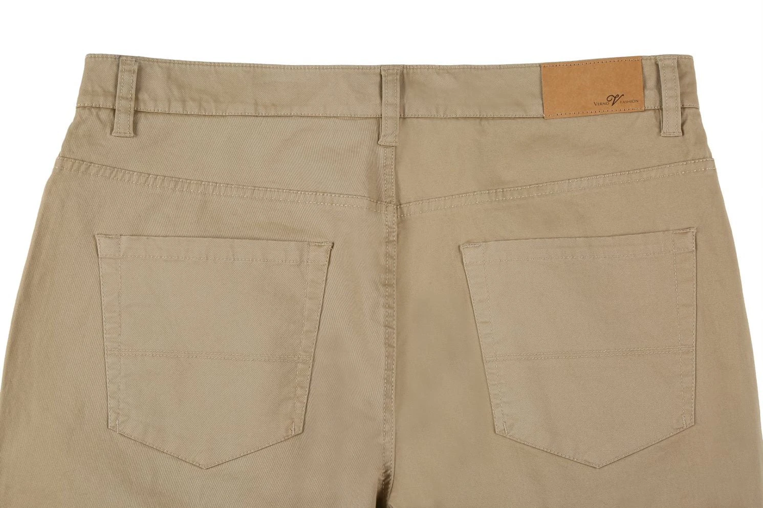 Stretch Cotton Flat Front Pants Straight Legs In Khaki 5 Stretch Cotton Flat Front Pants Straight Legs In Khaki - Image 4