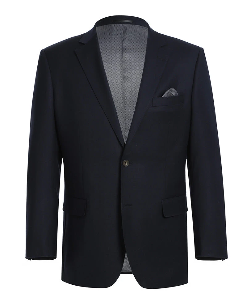(42R) Wool Regular Fit Blazer Solid Color In Black 3 (42R) Wool Regular Fit Blazer Solid Color In Black