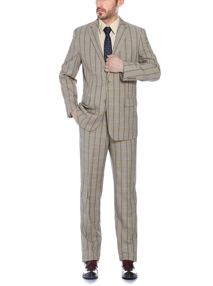 Bova Collection - Stretch Suit 2 Piece Tan Glen Plaid Regular Fit 4 Bova Collection - Stretch Suit 2 Piece Tan Glen Plaid Regular Fit - Image 2