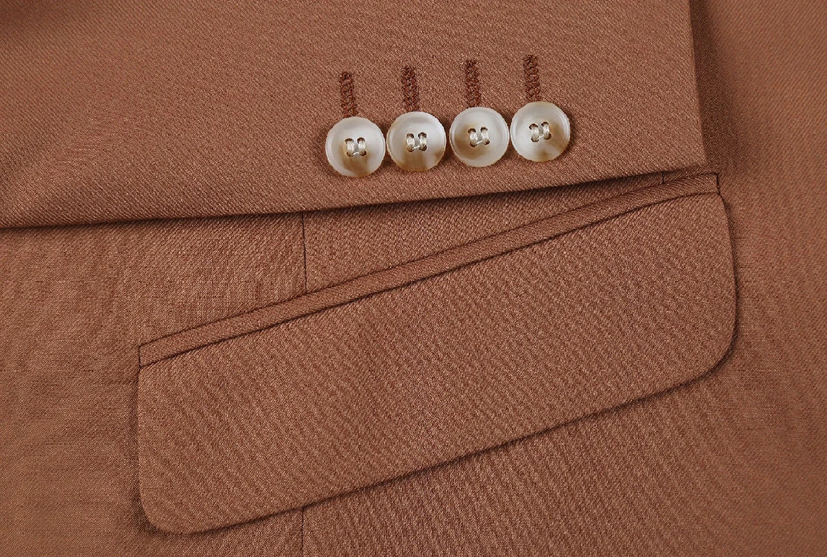 Brown 2-Piece Single Breasted Notch Lapel Slim Fit Dress Suit 7 Brown 2-Piece Single Breasted Notch Lapel Slim Fit Dress Suit - Image 5