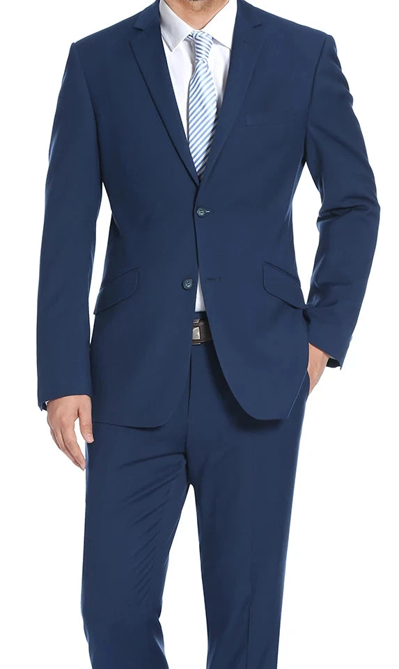 (50R) Performance Stretch Suit 2 Piece Slim Fit In Blue 3 (50R) Performance Stretch Suit 2 Piece Slim Fit In Blue