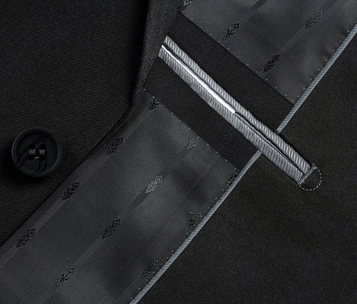 Vanderbilt Collection - Classic 2 Piece Suit 2 Buttons Regular Fit In Black 8 Vanderbilt Collection - Classic 2 Piece Suit 2 Buttons Regular Fit In Black - Image 6