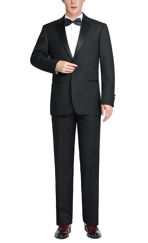 Classic Black Regular Fit 100% Wool Tuxedo Suit 4 Classic Black Regular Fit 100% Wool Tuxedo Suit - Image 2