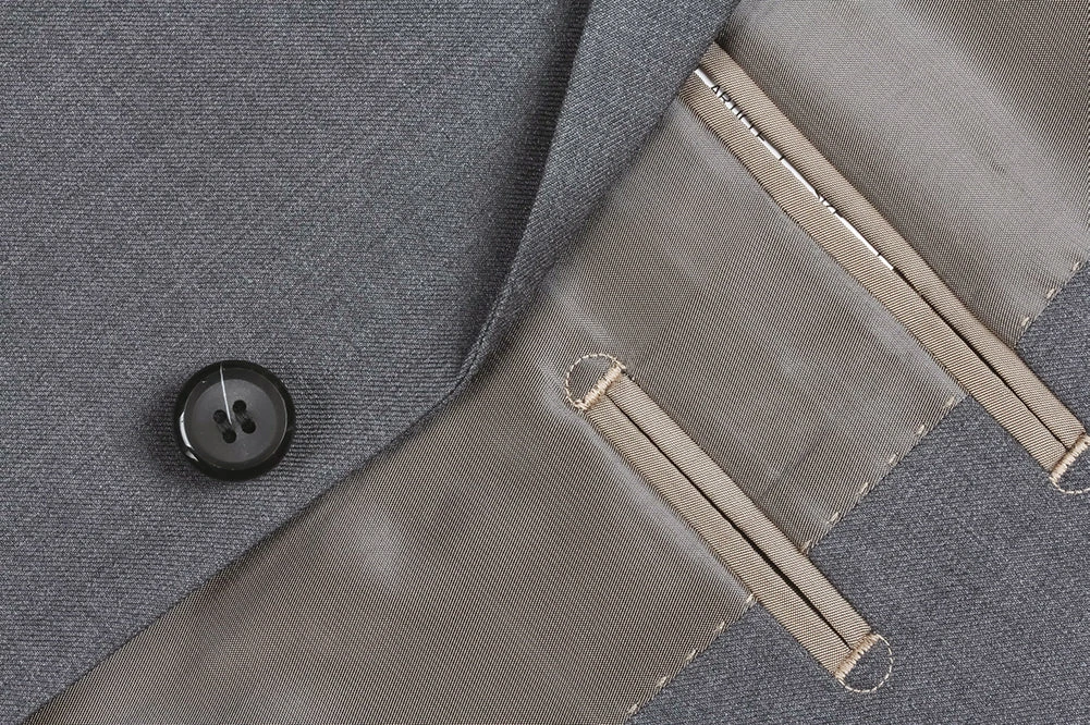 Bevagna Collection - Gray 100% Virgin Wool Regular Fit Pick Stitched 2 Piece Suit 7 Bevagna Collection - Gray 100% Virgin Wool Regular Fit Pick Stitched 2 Piece Suit - Image 5