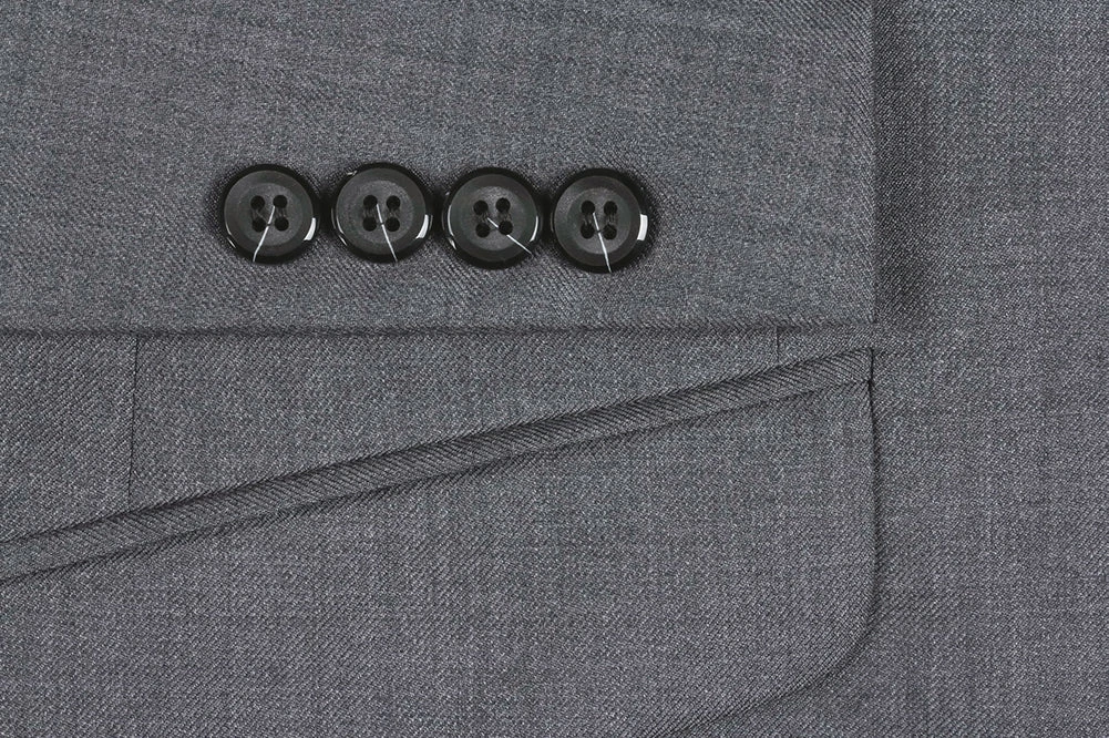 Bevagna Collection - Gray 100% Virgin Wool Regular Fit Pick Stitched 2 Piece Suit 6 Bevagna Collection - Gray 100% Virgin Wool Regular Fit Pick Stitched 2 Piece Suit - Image 4