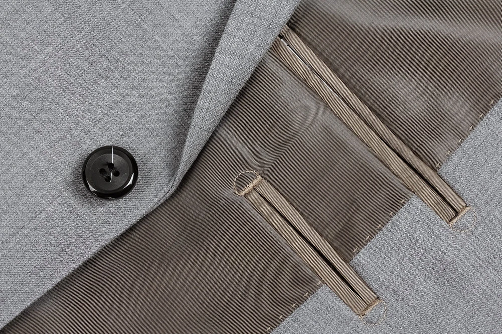 Bevagna Collection - Light Gray 100% Virgin Wool Regular Fit Pick Stitched 2 Piece Suit 8 Bevagna Collection - Light Gray 100% Virgin Wool Regular Fit Pick Stitched 2 Piece Suit - Image 6