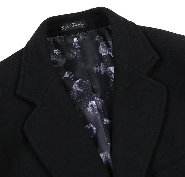 English Laundry Black Fall/Winter Essential Slim Fit Overcoat Wool Blend 5 English Laundry Black Fall/Winter Essential Slim Fit Overcoat Wool Blend - Image 3