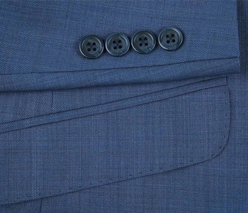 (36R, 38R) Wool Single Breasted Dress Suit Slim Fit 2 Piece 2 Button In Blue 7 (36R, 38R) Wool Single Breasted Dress Suit Slim Fit 2 Piece 2 Button In Blue - Image 5