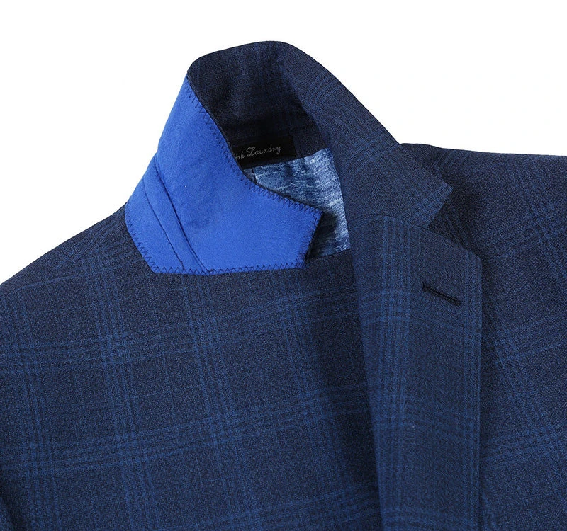 English Laundry 2-Piece Blue Plaid Wool Blend Slim Fit Dress Suit 9 English Laundry 2-Piece Blue Plaid Wool Blend Slim Fit Dress Suit - Image 7