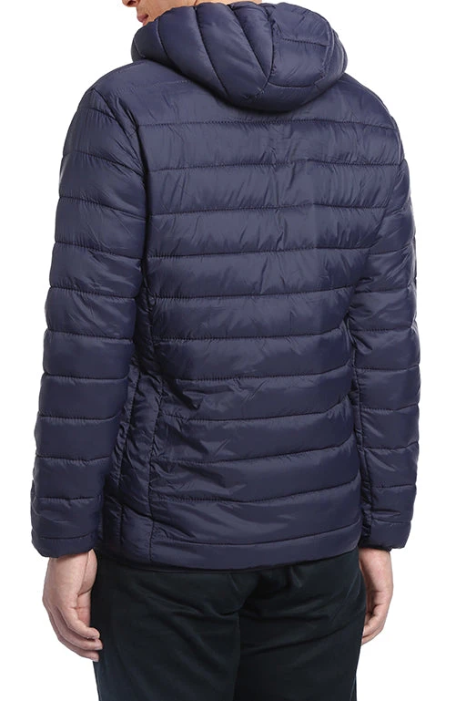 Men's Quilted Puffer Jacket With Detachable Hood In Navy 4 Men's Quilted Puffer Jacket With Detachable Hood In Navy - Image 2