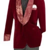 Burgundy Regular Fit Velvet Jacket With Wide Shawl Lapel And Cuffs 1 Burgundy Regular Fit Velvet Jacket With Wide Shawl Lapel And Cuffs -Sapphire Dress Shop BF 5 BURGUNDY