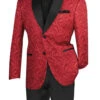 Red Modern Fit Paisley Pattern Jacquard Fabric Jacket With Bow Tie 2 Red Modern Fit Paisley Pattern Jacquard Fabric Jacket With Bow Tie -Sapphire Dress Shop BM 1 RED