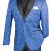 Royal Blue Modern Fit Paisley Pattern Jacquard Fabric Jacket With Bow Tie -Sapphire Dress Shop BM 1 ROYAL