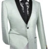 Aqua Metallic Stripe Slim Fit Jacket 2 Button Shawl Lapel -Sapphire Dress Shop BSF 12 Aqua