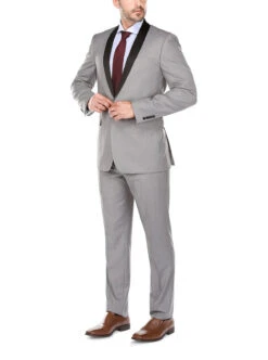 Gray 2 Piece Tuxedo Shawl Lapel Slim Fit -Sapphire Dress Shop C00A6320s