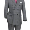 Alexander Collection - Charcoal Double Breasted 2 Piece Suit Regular Fit Tone On Tone Windowpane