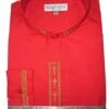 Men's Banded Collar Embroidered Shirt In Red/Gold -Sapphire Dress Shop DS2005C red