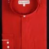 Basic Banded Collar Dress Shirt In Red 2 Basic Banded Collar Dress Shirt In Red -Sapphire Dress Shop DS3001C RED