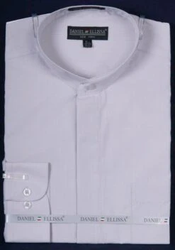 Basic Banded Collar Dress Shirt In Silver