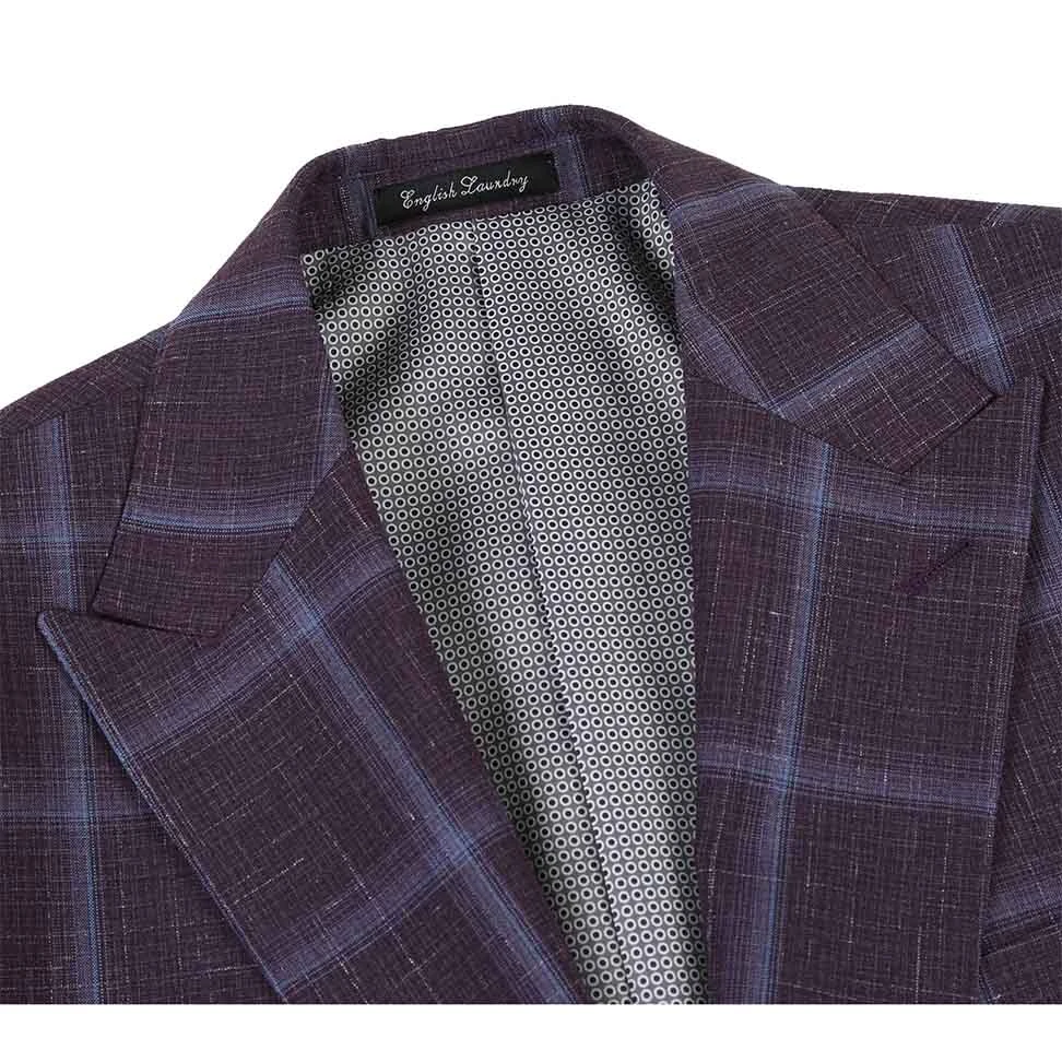 English Laundry 2-Piece Purple Window Pane Check Suit Wool Blend 6 English Laundry 2-Piece Purple Window Pane Check Suit Wool Blend - Image 4