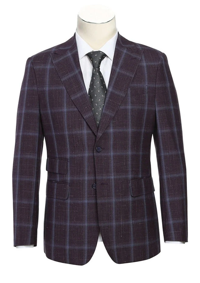 English Laundry 2-Piece Purple Window Pane Check Suit Wool Blend 3 English Laundry 2-Piece Purple Window Pane Check Suit Wool Blend