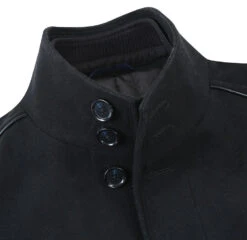 English Laundry Black Slim Fit Wool Blend Short Coat With Detachable Full Zipper -Sapphire Dress Shop EL84 01 001 3