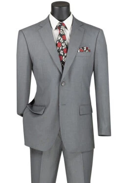 Nola Collection - Medium Gray Regular Fit 2 Piece Suit Flat Front Pants With 2โณ Elastic Waist Band